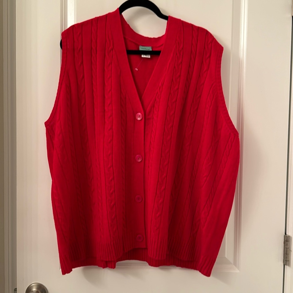 Sara Morgan VEST sweater button down V neck 4X PTP 30” NWOT